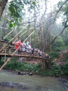 Air yang mengalir di bawah jembatan bambu ini jernih dan masih layak konsumsi. untuk menuju baduy dalam kita akan melewati beberapa jembatan.